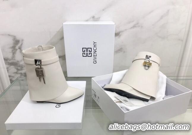 Most Popular Givenchy Shark Lock Ankle Boots in Leather 1230051 White