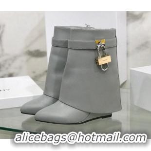 Grade Quality Givenchy Shark Lock Ankle Boots in Leather 1230051 Grey