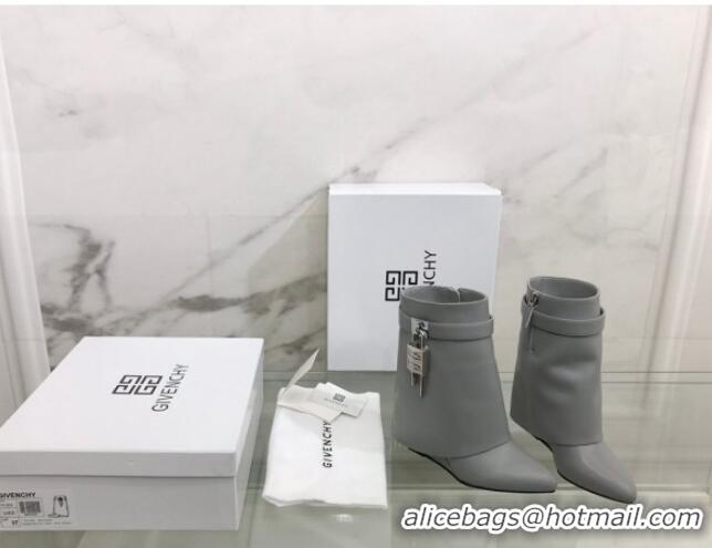 Grade Quality Givenchy Shark Lock Ankle Boots in Leather 1230051 Grey