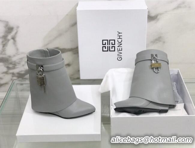 Grade Quality Givenchy Shark Lock Ankle Boots in Leather 1230051 Grey