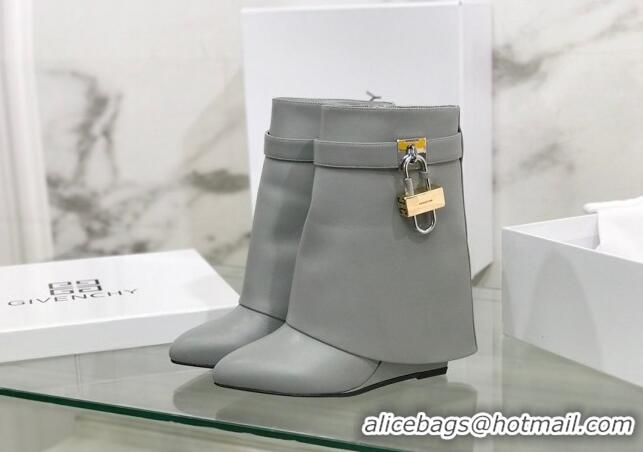 Grade Quality Givenchy Shark Lock Ankle Boots in Leather 1230051 Grey