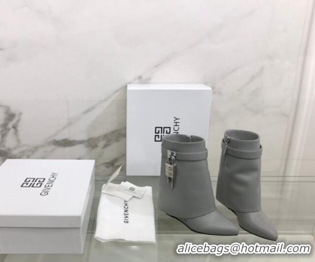 Grade Quality Givenchy Shark Lock Ankle Boots in Leather 1230051 Grey