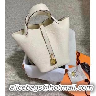 Shop Grade Hermes Picotin Lock Bags Original togo Leather PL3388 Cream