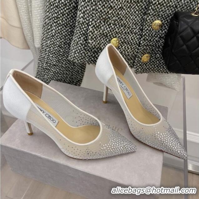 Perfect Jimmy Choo Crystal Mesh Pumps 8.5cm 121665 White