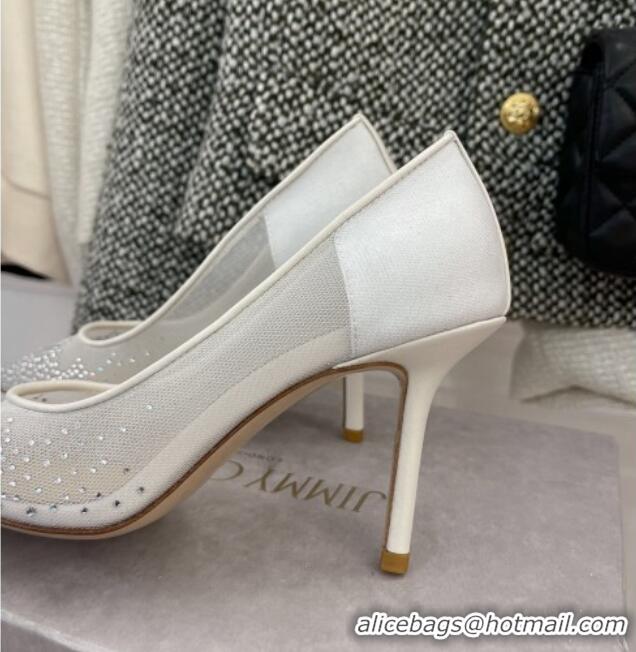 Perfect Jimmy Choo Crystal Mesh Pumps 8.5cm 121665 White