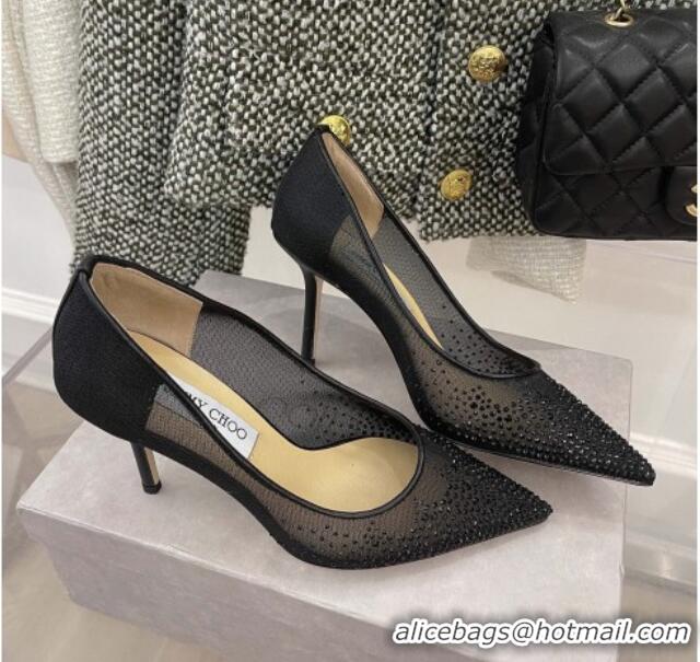 Good Quality Jimmy Choo Crystal Mesh Pumps 8.5cm Black 121668