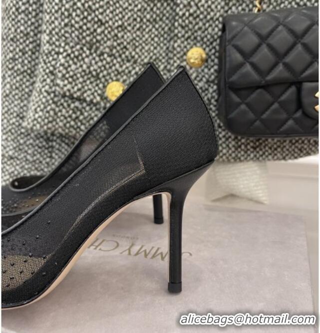 Good Quality Jimmy Choo Crystal Mesh Pumps 8.5cm Black 121668