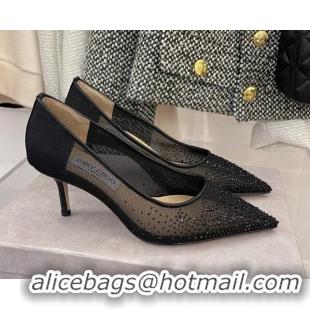 Good Quality Jimmy Choo Crystal Mesh Pumps 6.5cm Black 121669