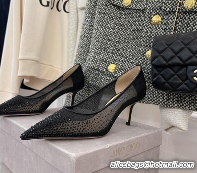 Good Quality Jimmy Choo Crystal Mesh Pumps 6.5cm Black 121669