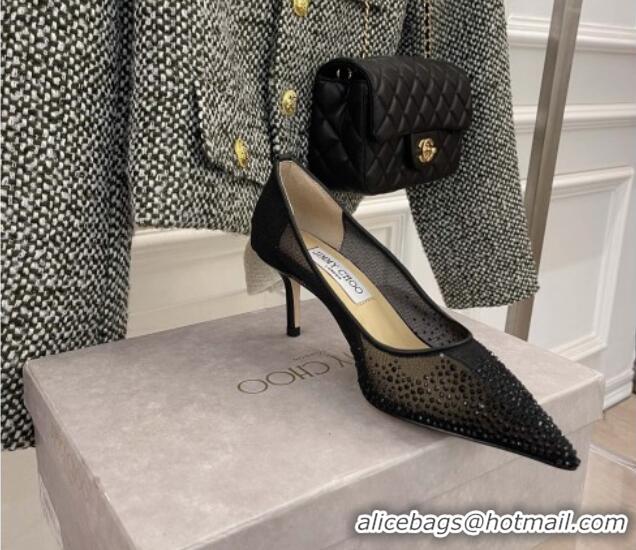 Good Quality Jimmy Choo Crystal Mesh Pumps 6.5cm Black 121669