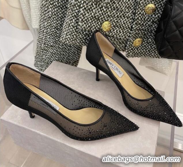 Good Quality Jimmy Choo Crystal Mesh Pumps 6.5cm Black 121669