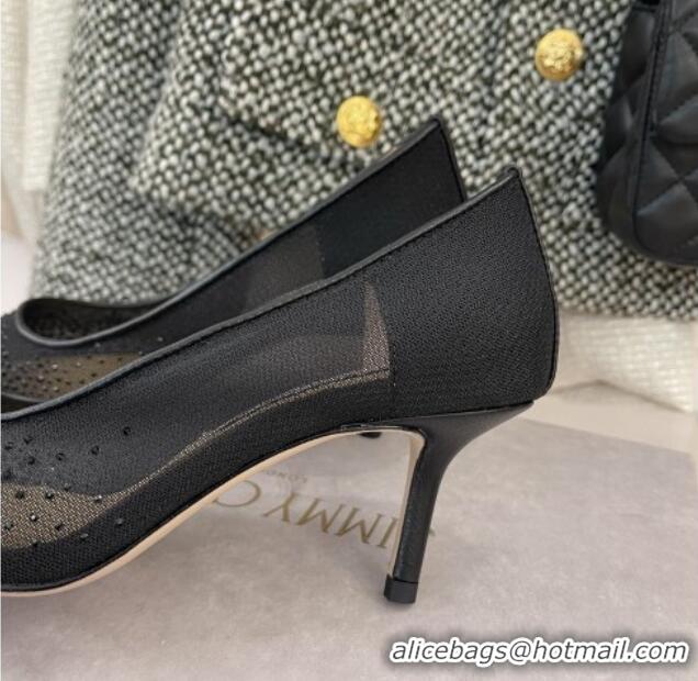 Good Quality Jimmy Choo Crystal Mesh Pumps 6.5cm Black 121669