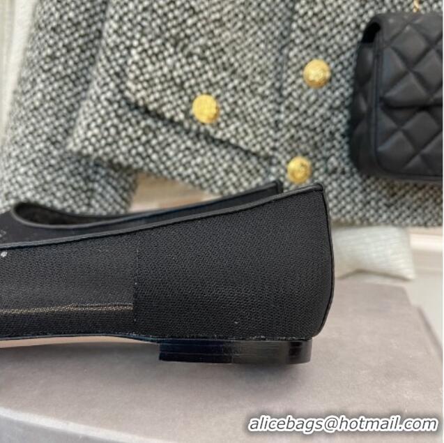 Super Quality Jimmy Choo Crystal Mesh Ballerina Flat Black 121670