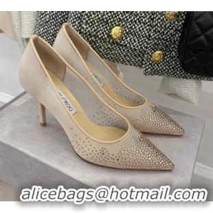 Top Quality Jimmy Choo Crystal Mesh Pumps 8.5cm Nude 121671