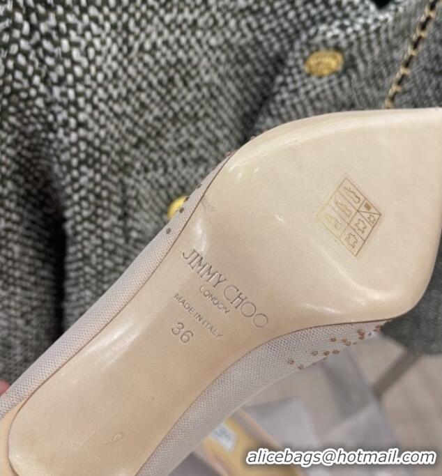 Top Quality Jimmy Choo Crystal Mesh Pumps 8.5cm Nude 121671