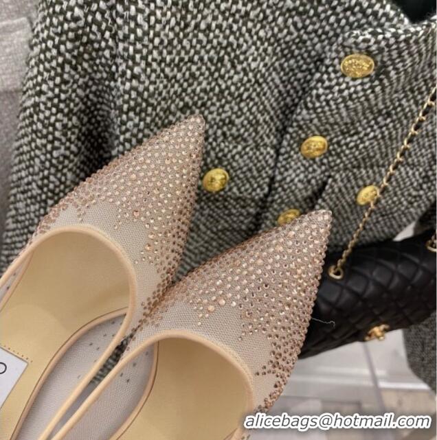 Top Quality Jimmy Choo Crystal Mesh Pumps 8.5cm Nude 121671