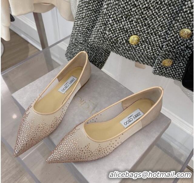 Good Product Jimmy Choo Crystal Mesh Ballerina Flat Nude 121673