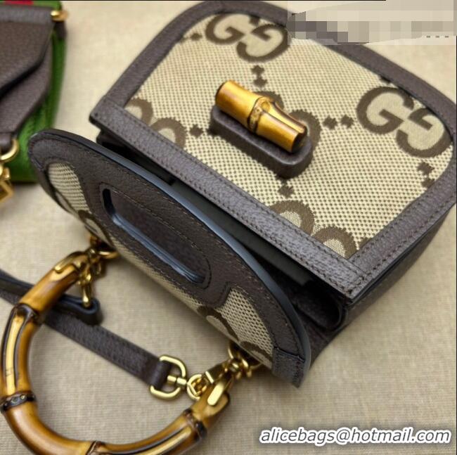 Super Quality Gucci Jumbo GG Canvas Small Top Handle Bag with Bamboo ‎675797 Camel Brown 2022