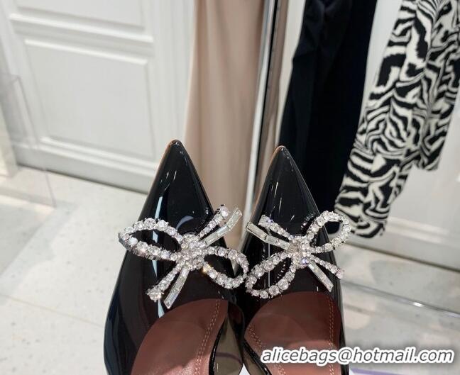 Popular Style Amina Muaddi TPU Slingback Pumps with Crystal Bow 9.5cm 122016 Black