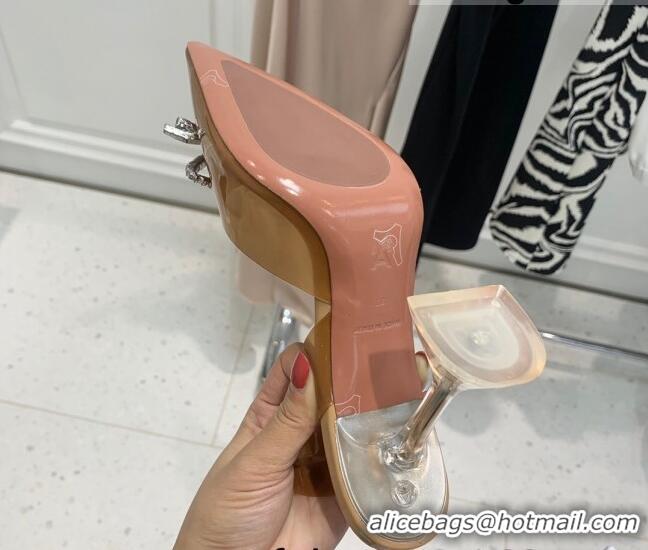 Good Looking Amina Muaddi TPU Slingback Pumps with Crystal Bow 9.5cm 122019 Light Brown