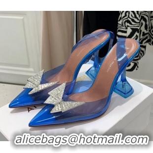 Low Price Amina Muaddi TPU Slingback Pumps with Crystal Butterfly 9.5cm 122024 Blue