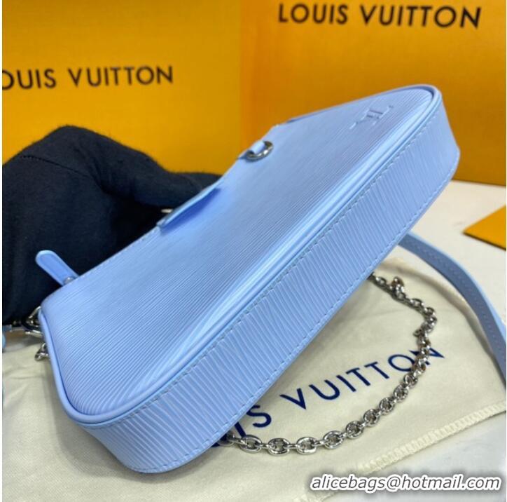 Good Product Louis Vuitton Epi Leather EASY POUCH ON STRAP M80471 Light Blue