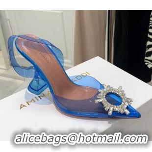 Best Price Amina Muaddi TPU Slingback Pumps with Crystal Circle 9.5cm 122025 Blue