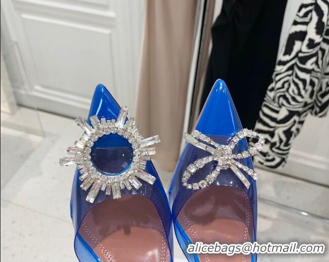 Best Price Amina Muaddi TPU Slingback Pumps with Crystal Circle 9.5cm 122025 Blue