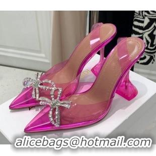 Good Looking Amina Muaddi TPU Slingback Pumps with Crystal Bow 9.5cm 122026 Pink