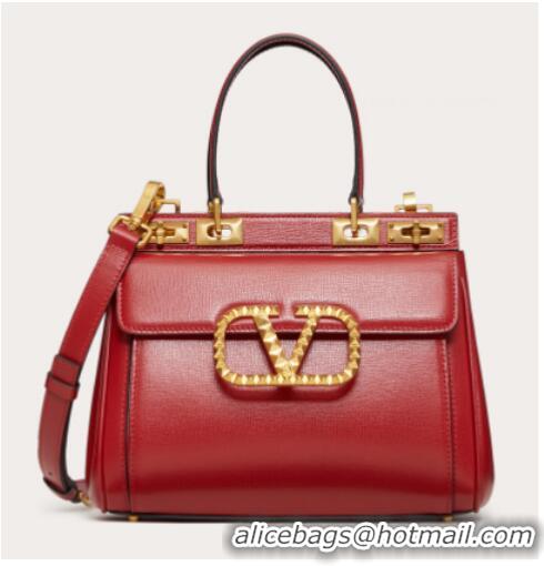 Discount VALENTINO GARAVANI Rockstud Alcove Medium grain calf leather 2B0J41 red