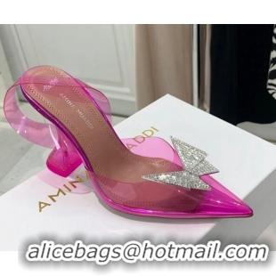 Popular Style Amina Muaddi TPU Slingback Pumps with Crystal Butterfly 9.5cm 122027 Pink