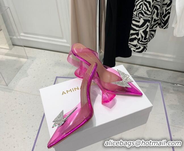 Popular Style Amina Muaddi TPU Slingback Pumps with Crystal Butterfly 9.5cm 122027 Pink