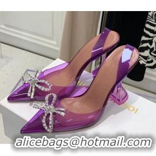 Good Quality Amina Muaddi TPU Slingback Pumps with Crystal 9.5cm 122029 Purple