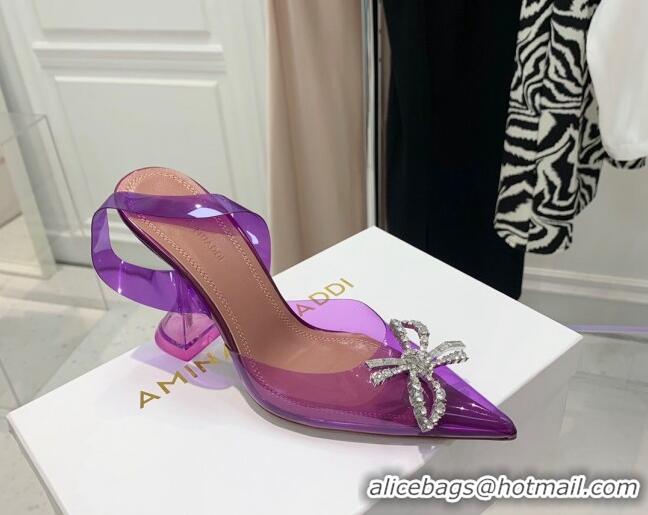 Good Quality Amina Muaddi TPU Slingback Pumps with Crystal 9.5cm 122029 Purple