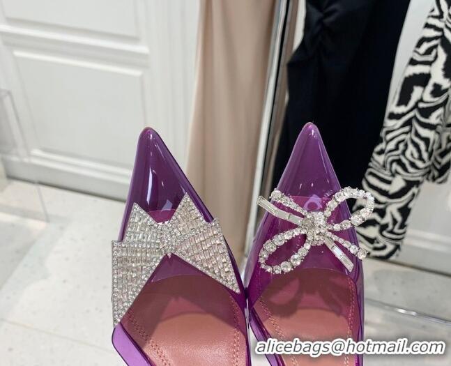 Good Quality Amina Muaddi TPU Slingback Pumps with Crystal 9.5cm 122029 Purple