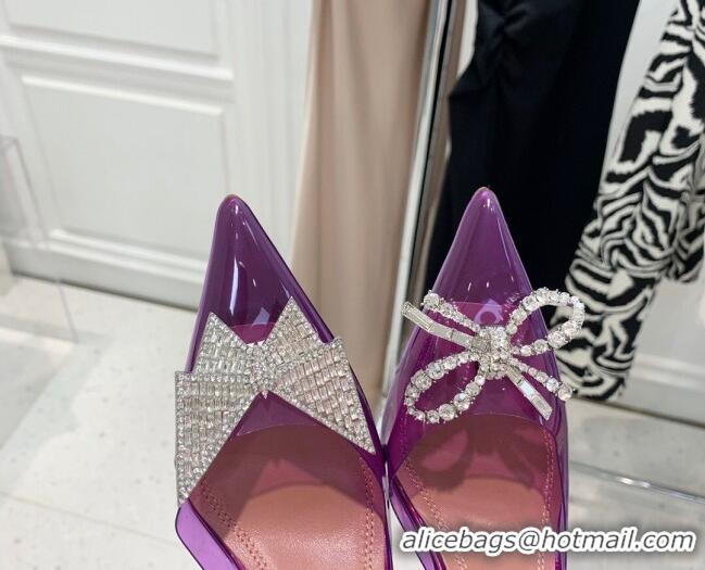 Good Product Amina Muaddi TPU Slingback Pumps with Crystal Butterfly 9.5cm 122030 Purple