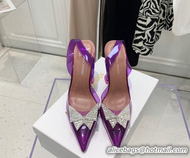 Good Product Amina Muaddi TPU Slingback Pumps with Crystal Butterfly 9.5cm 122030 Purple