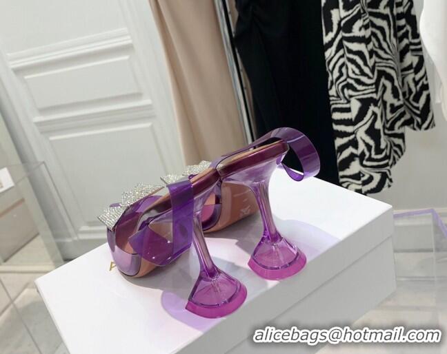 Best Quality Amina Muaddi TPU Slingback Pumps with Crystal Circle 9.5cm 122031 Purple