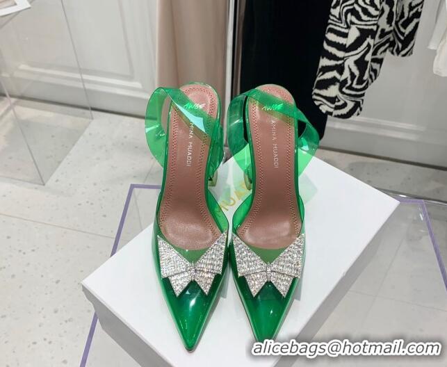 Best Product Amina Muaddi TPU Slingback Pumps with Crystal Butterfly 9.5cm 122033 Green