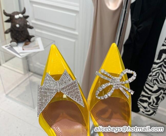 Custom Amina Muaddi TPU Slingback Pumps with Crystal Bow 9.5cm 122035 Yellow