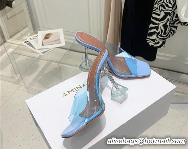 Unique Grade Amina Muaddi TPU Heel Slide Sandals 9.5cm 122043 Light Blue