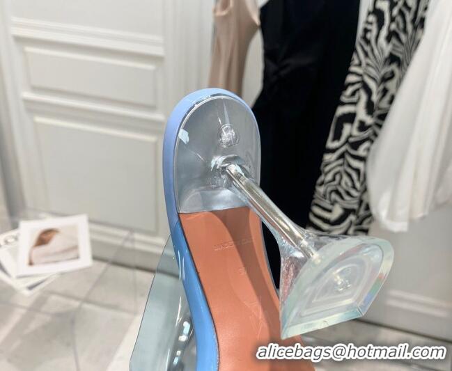 Unique Grade Amina Muaddi TPU Heel Slide Sandals 9.5cm 122043 Light Blue