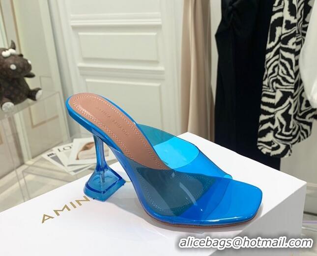 Low Price Amina Muaddi TPU Heel Slide Sandals 9.5cm 122043 Sky Blue