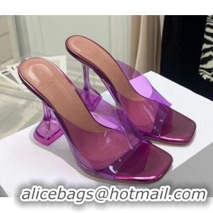 Low Price Amina Muaddi TPU Heel Slide Sandals 9.5cm 122045 Purple