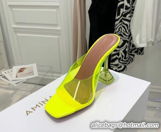 Good Product Amina Muaddi TPU Heel Slide Sandals 9.5cm 122045 Yellow