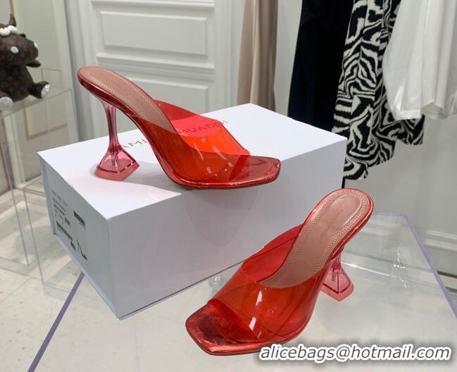 Top Quality Amina Muaddi TPU Heel Slide Sandals 9.5cm 122048 Red