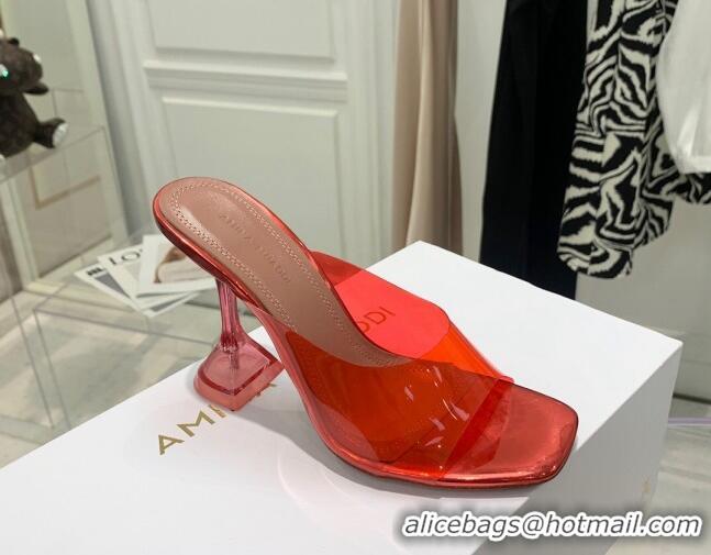 Top Quality Amina Muaddi TPU Heel Slide Sandals 9.5cm 122048 Red