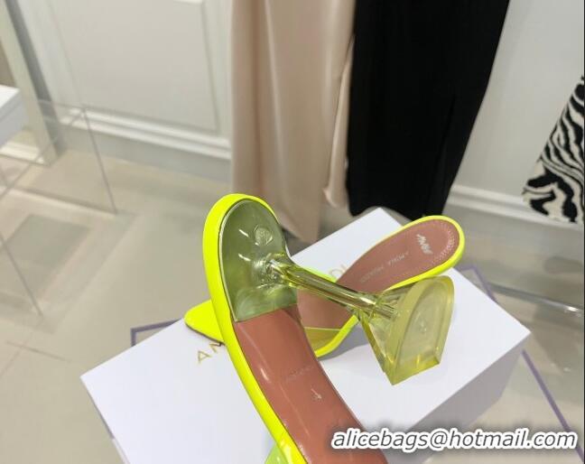 Affordable Price Amina Muaddi TPU Pointed Slide Sandals with Crystal Bow 9.5cm 122051 Yellow