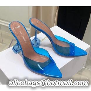 Popular Amina Muaddi TPU Pointed Slide Sandals 9.5cm 122059 Sky Blue