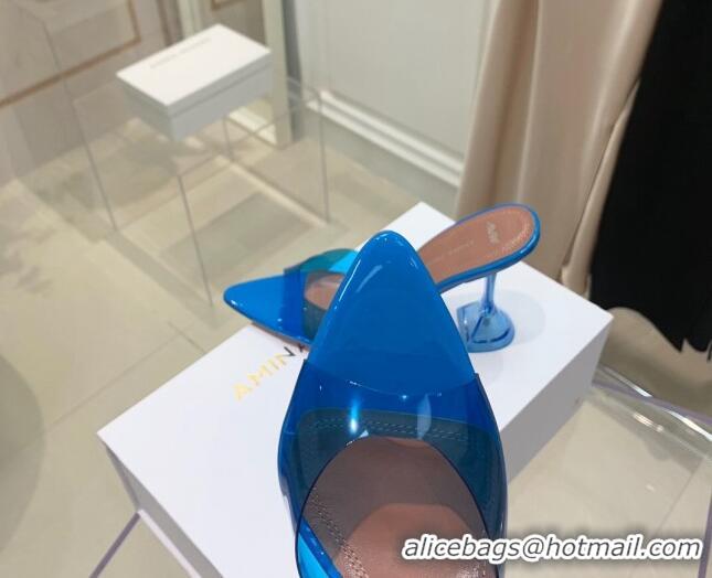 Popular Amina Muaddi TPU Pointed Slide Sandals 9.5cm 122059 Sky Blue